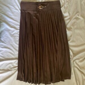 LAFFAIRE Brown pleated midi skirt with built in belt size M